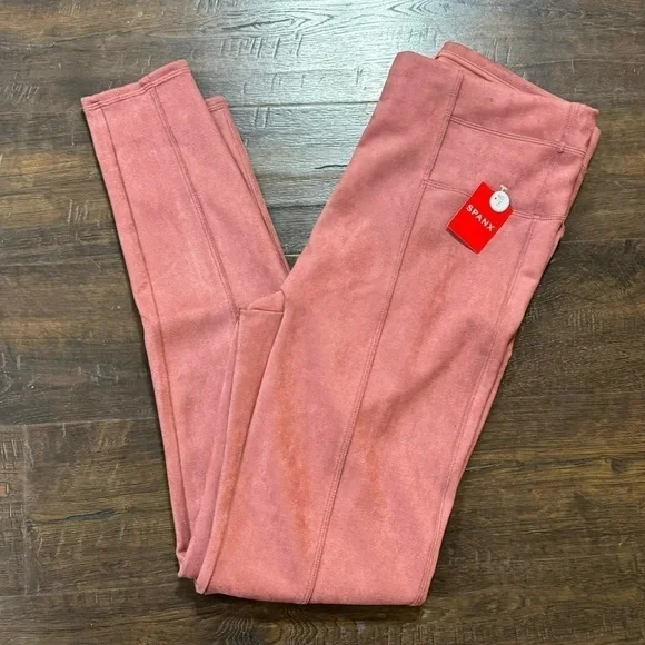 Spanx Faux‎ Suede Leggings Rich Rose Size Small Women - Picture 2 of 12